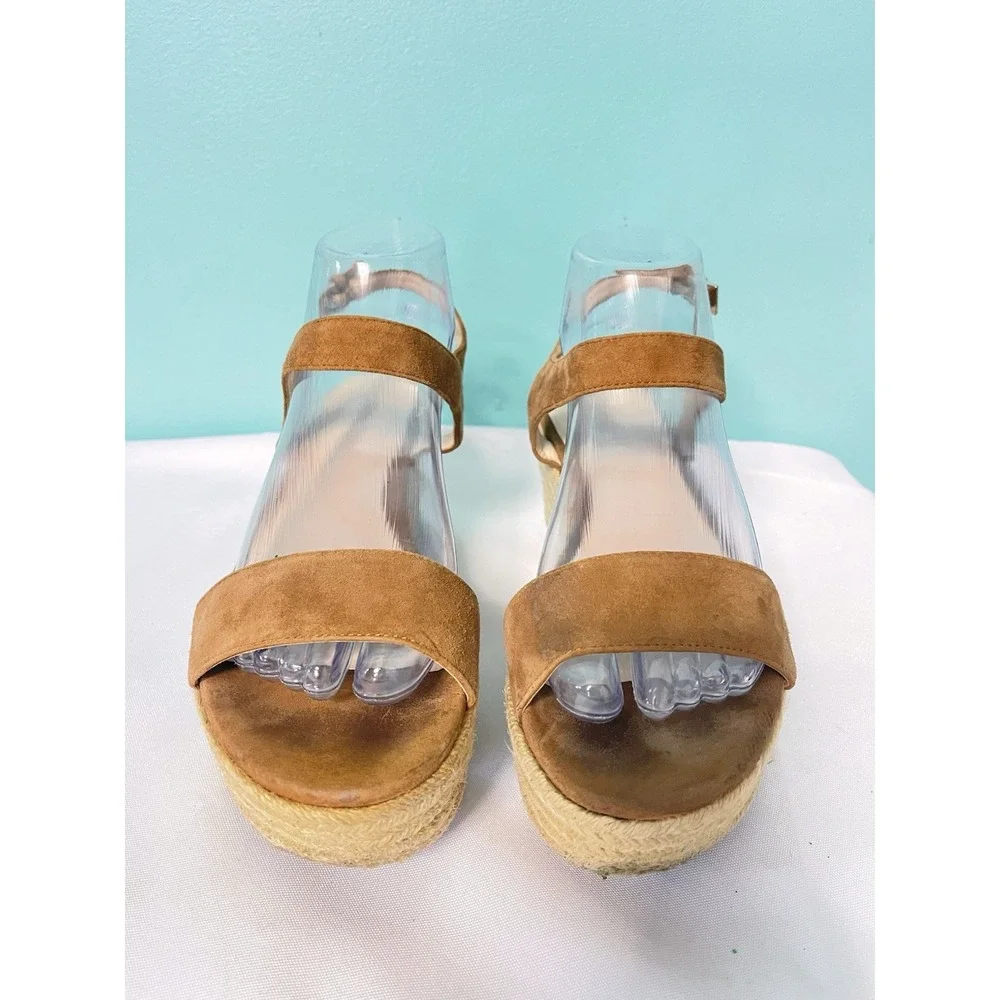 Nine West‎ Women's Espadrille Wedge Dress Sandals Brown Size:7.5 S-684